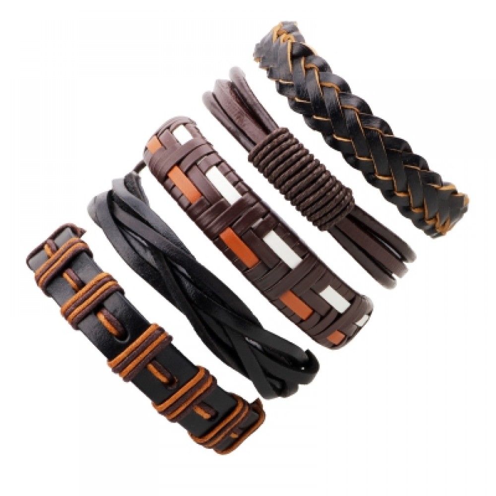 5 Pcs Handmade Leather Braided Bracelet