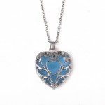 Women Girls Night Light Heart Pendants Necklace Diamond Metal Choker Fashion Jewelry